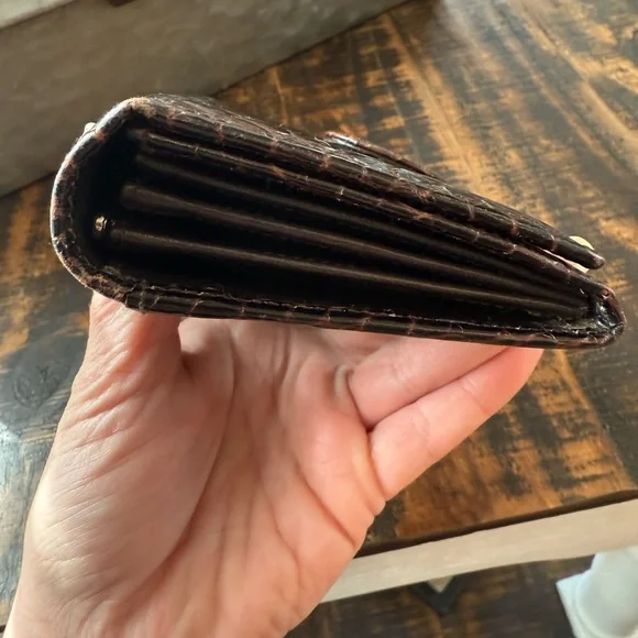 Furla Croc-Embossed Dark Brown Leather Wallet - Picture 8 of 10